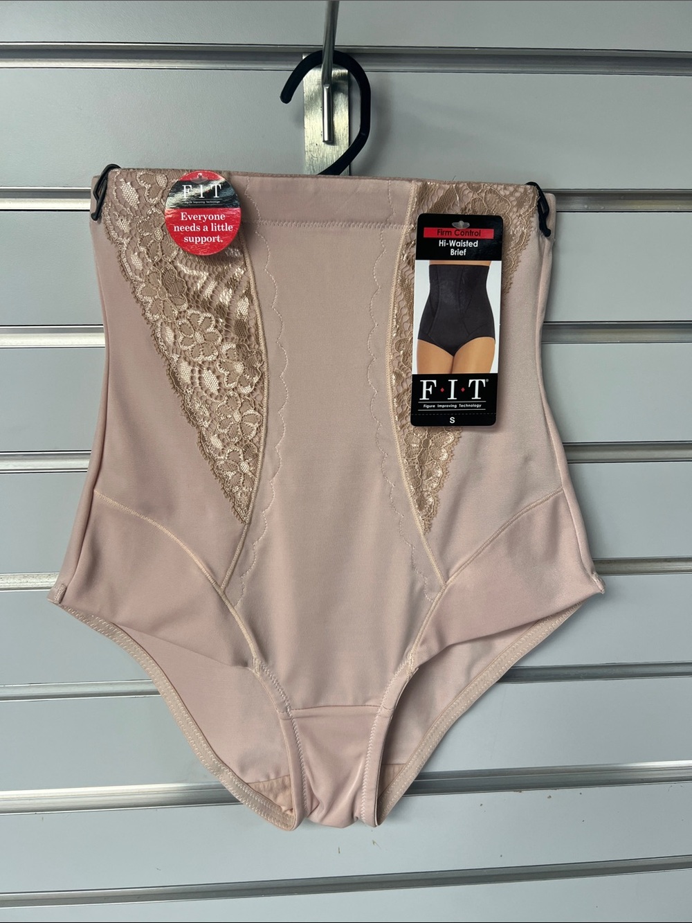 High-Waisted Lace-Accent Shaping Brief in Blush
